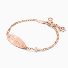 Pavé Cross, Christening/Baptism Baby/Children&#039;s Engraved ID Bracelet for Boys - 14K Rose Gold