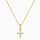 Shining Cross, Clear CZ Mother&#039;s Necklace (Includes Chain) - 14K Gold