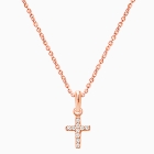 Shining Cross, Clear CZ Teen&#039;s Necklace (Includes Chain) - 14K Rose Gold