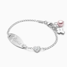 Pavé Heart, Baby/Children&#039;s Engraved ID Bracelet - 14K White Gold