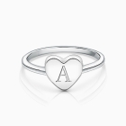 Heart Signet, Engraved Children&#039;s Ring for Girls (FREE Personalization) - Sterling Silver