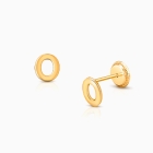 ‘O’ Initial Studs Personalized Baby/Children’s Earrings, Screw Back - 14K Gold