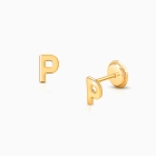 ‘P’ Initial Studs Personalized Baby/Children’s Earrings, Screw Back - 14K Gold