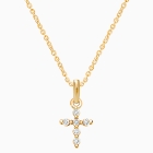 Shining Cross, Pavé CZ Children&#039;s Necklace (Includes Chain) - 14K Gold