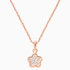 Pavé Flower, Clear CZ Children&#039;s Necklace (Includes Chain) - 14K White Gold