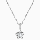 Pavé Flower, Clear CZ Teen&#039;s Necklace (Includes Chain) - 14K White Gold