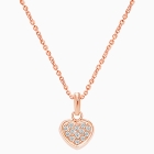 Pavé Heart, Clear CZ Teen&#039;s Necklace (Includes Chain) - 14K Rose Gold