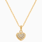 Pavé Heart, Clear CZ Teen&#039;s Necklace (Includes Chain) - 14K Gold