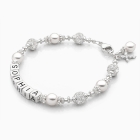 Princess Cross, First Holy Communion Name Bracelet for Girls - Sterling Silver