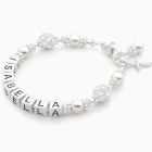 Princess Cross, Christening/Baptism Baby/Children&#039;s Name Bracelet for Girls - Sterling Silver