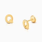 ‘Q’ Initial Studs Personalized Baby/Children’s Earrings, Screw Back - 14K Gold