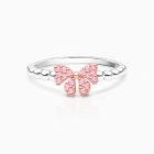 Rosabella Bow, Pink CZ Crown, Children&#039;s Two-Tone Ring for Girls - Sterling Silver