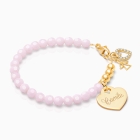 tB® Signature Crystal™ Sweet Pink, Baby/Children’s Beaded Bracelet for Girls (INCLUDES Engraved Charm) - 14K Gold