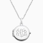 Round Locket, Engraved Teen&#039;s Necklace for Girls (FREE Personalization) - Sterling Silver