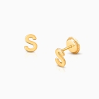 ‘S’ Initial Studs Personalized Baby/Children’s Earrings, Screw Back - 14K Gold