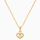 Sacred Heart with Genuine Diamond Mother&#039;s Necklace (Includes Chain) - 14K Gold