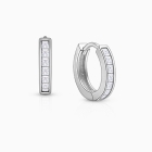 Channel Cut CZ, 11mm Huggie Hoops  Christening/Baptism Baby/Children&#039;s Earrings, Screw Back - Sterling Silver