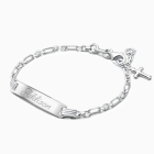 Modern Bar, Christening/Baptism Baby/Children&#039;s Engraved ID Bracelet for Girl&#039;s - Sterling Silver