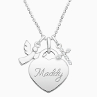 Small Heart &quot;Design Your Own&quot; Teen&#039;s Necklace for Girls (50+ Optional Charms &amp; FREE Engraving) - Sterling Silver