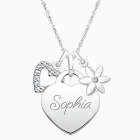 Small Heart &quot;Design Your Own&quot; Children&#039;s Necklace for Girls (50+ Optional Charms &amp; FREE Engraving) - Sterling Silver