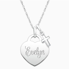 Small Heart, Communion Children&#039;s Necklace for Girls (50+ Optional Charms &amp; FREE Engraving) - Sterling Silver