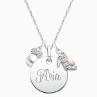 Small Round &quot;Design Your Own&quot; Children&#039;s Necklace for Girls (50+ Optional Charms &amp; FREE Engraving) - Sterling Silver