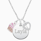 Small Round &quot;Design Your Own&quot; Engraved Necklace for Children (Includes Chain &amp; FREE 1-Side Engraving) - Sterling Silver
