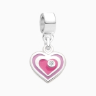 Sparkle in My Heart, Sterling Silver, Pink Enamel and CZ Heart - Children&#039;s Adoré™ Dangle Charm