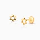 Star of David, Tiny Teen&#039;s Earrings, Screw Back - 14K Gold