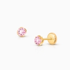 Sweet Pea, Pink CZ Baby/Children&#039;s Earrings, Screw Back - 14K Gold