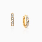 Timeless Pavé CZ 9mm Huggie Hoops, First Holy Communion Children&#039;s Earrings - 14K Gold