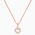 Twinkling Heart, Clear CZ Children&#039;s Necklace (Includes Chain) - 14K Rose Gold