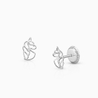 Unicorn Dreams, Tiny Baby/Children&#039;s Earrings, Screw Back - 14K White Gold