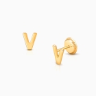 ‘V’ Initial Studs Personalized Baby/Children’s Earrings, Screw Back - 14K Gold