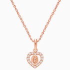 Virgin Mary, Clear CZ Heart Teen&#039;s Necklace for Girls - 14K Rose Gold