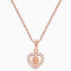 (OLD) Virgin Mary, Clear CZ Heart Teen&#039;s Necklace for Girls - 14K Rose Gold