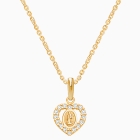 Virgin Mary, Pavé CZ Heart, Baby/Children&#039;s Necklace - 14K Gold