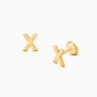‘X’ Initial Studs Personalized Baby/Children’s Earrings, Screw Back - 14K Gold