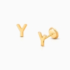 ‘Y’ Initial Studs Personalized Baby/Children’s Earrings, Screw Back - 14K Gold