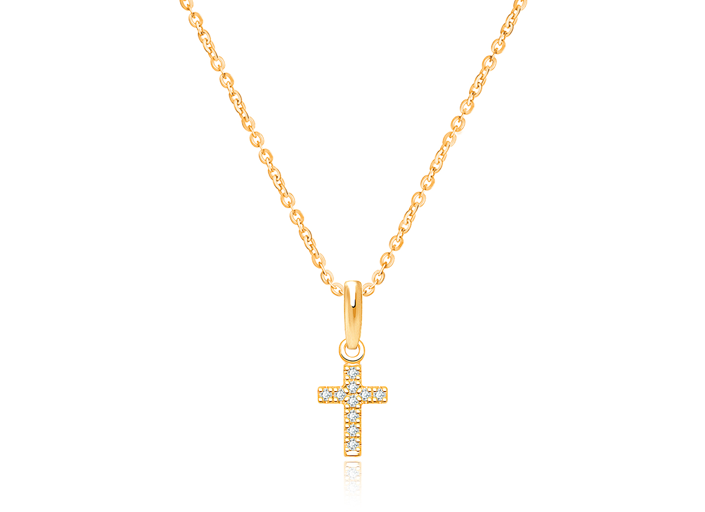 Divine Light Cross with Genuine Diamonds Communion Children s Necklace for Boys 14K Gold