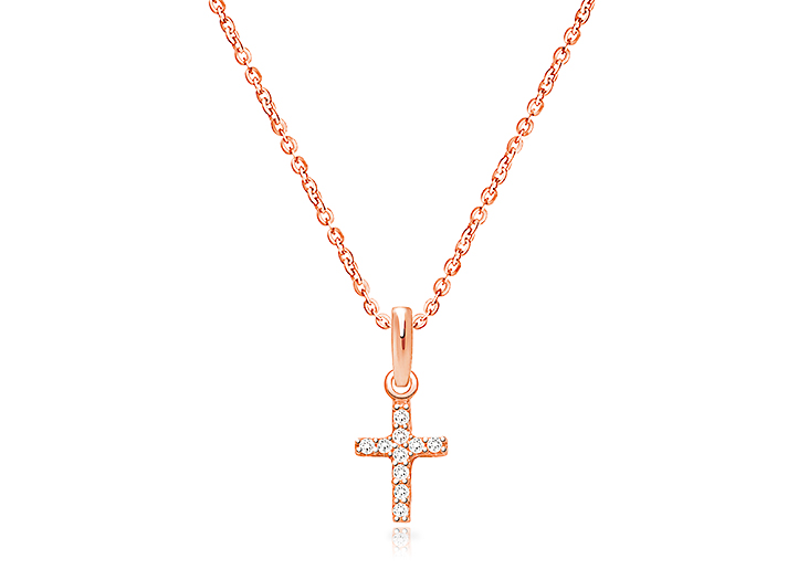 Rose gold cross chain on sale