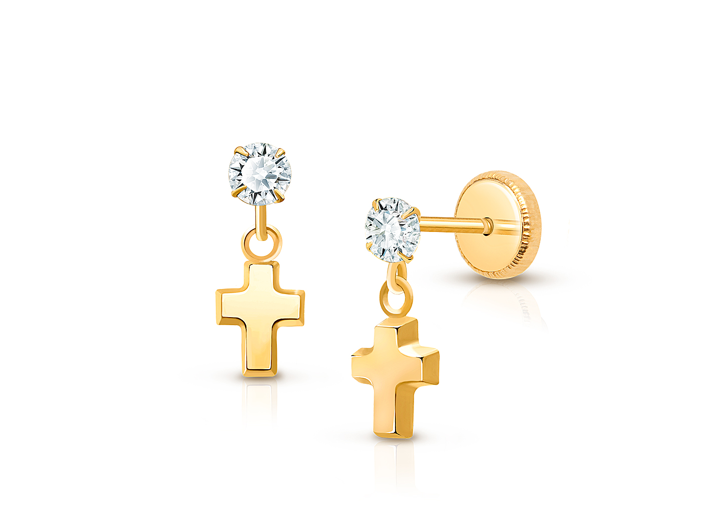 Gold cross earrings for child on sale