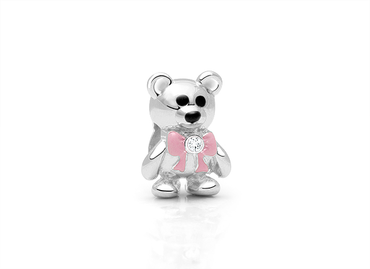 Best Friend Bear Sterling Silver Teddy Bear with CZ Bow Children s Adore Charm