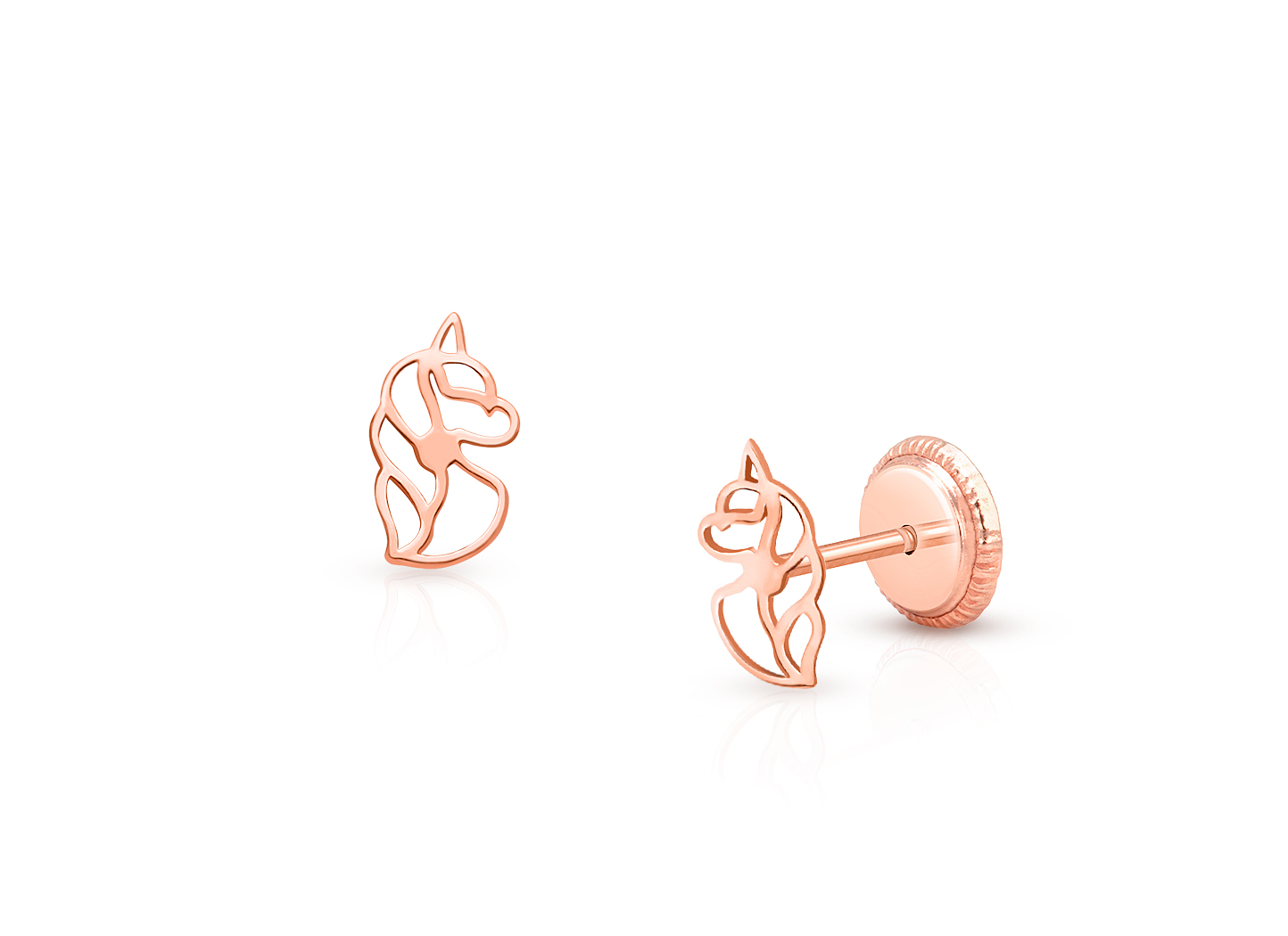 Unicorn Dreams Tiny Baby Children s Earrings Screw Back 14K Rose Gold