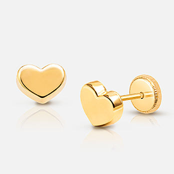 14k Yellow Gold Clear & Pink Cubic Zirconia Heart Screw Back Earrings for  Girls- Princess Jewel Stud Earrings with Safety Screw Back Locking for