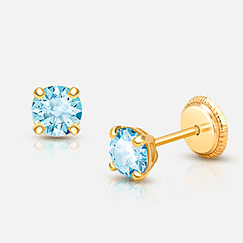 18K Yellow Gold Classic Ball Safety Screw Back Stud Earrings for Babies, Infants, Toddlers, and Little Girls 3mm-5mm - Traditional Plain Ball 18K