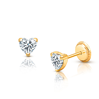 14K Gold Earrings with Screw Backs for Babies